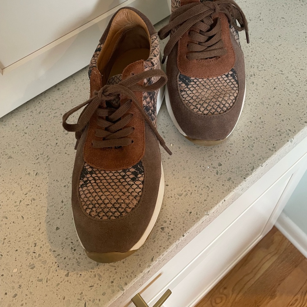 Suede and snake shoes